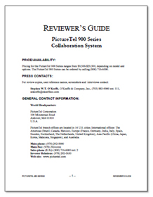 PicTel E-conferencing Press Reviewer’s Guide & Quick Tour